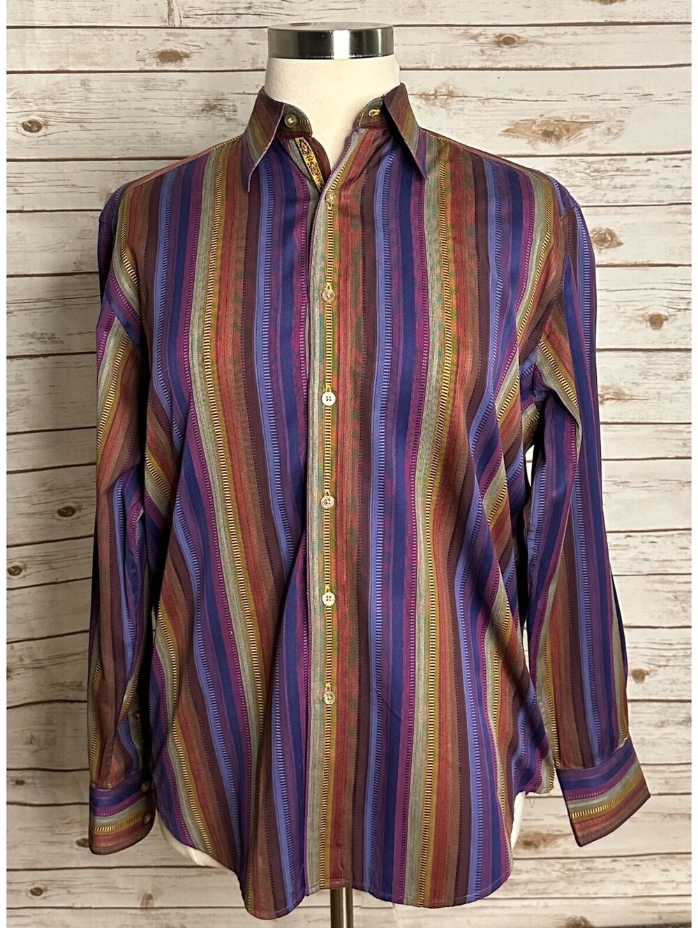 Robert Graham multicolored striped long sleeve cotton button-up shirt Large